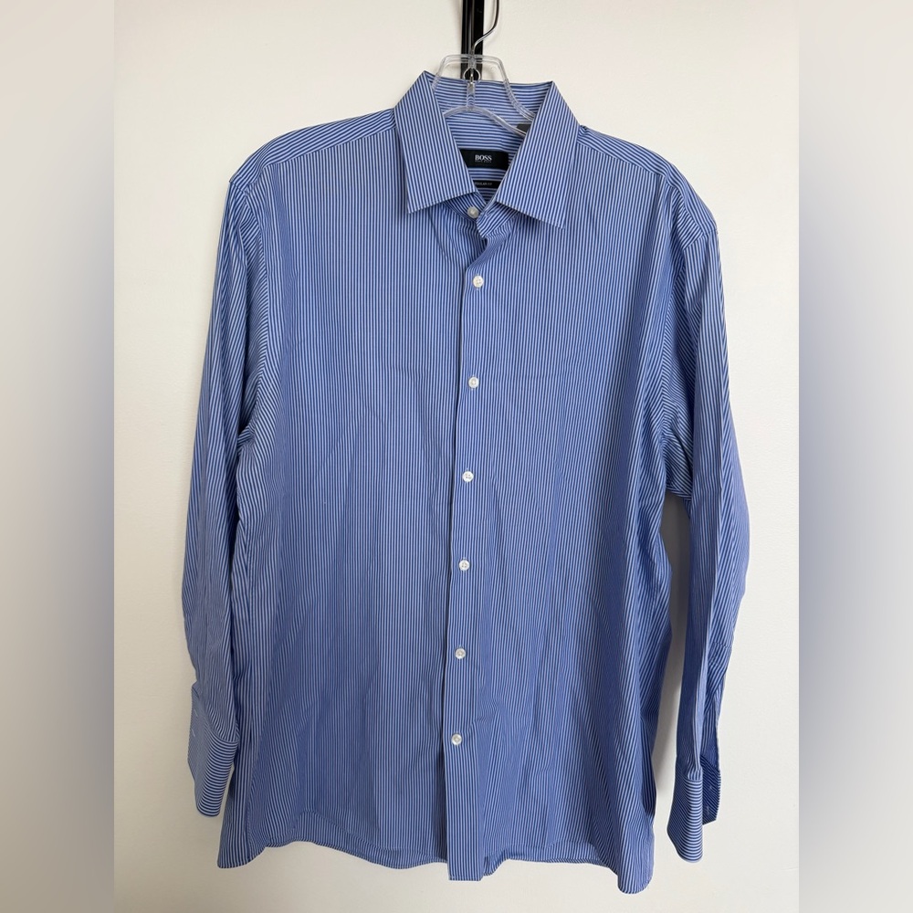 Boss Blue Pinstripe Dress Shirt